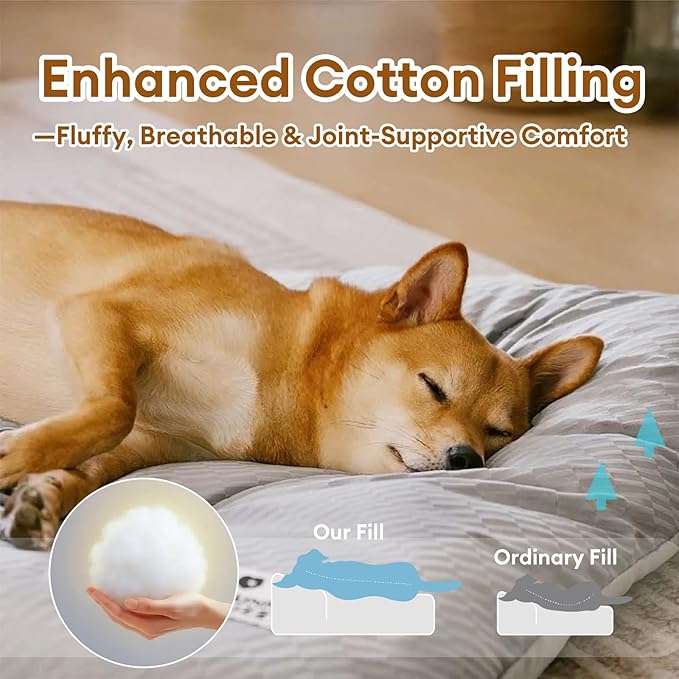 FUNNY FUZZY Washable Dog Bed,Reversible Plush Dog Crate Mat, Soft Fluffy Kennel Pad,Pet Sleeping Mattress for Large,Jumbo,Medium Sized Dogs Breeds,Indoor Cats,41.7" × 28.3", Light Grey