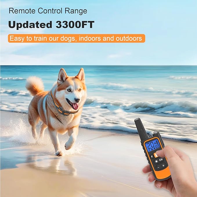 Dog Shock Collar with Remote,Dog Training Electric Collar 3300FT,IP67 Waterproof LED Light Electric Collar with Beep,Safe Shock,Vibration Modes for 8-120lbs Small Medium Large Dogs