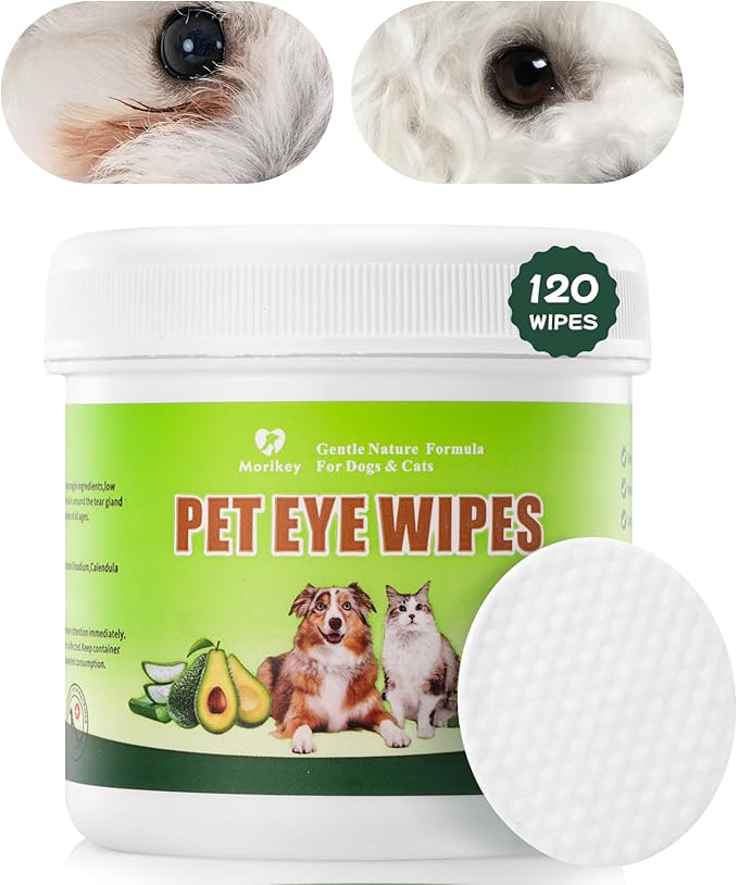 Pet Eye Wipes,Nature Eye Cleaning Wipes for Dogs&Cats Gentle Eye Cleaner Pads for Tear Stain Remover Eye Debris,Discharge,Mucus Secretions,Non-Irritation,Plant Based-120Ct