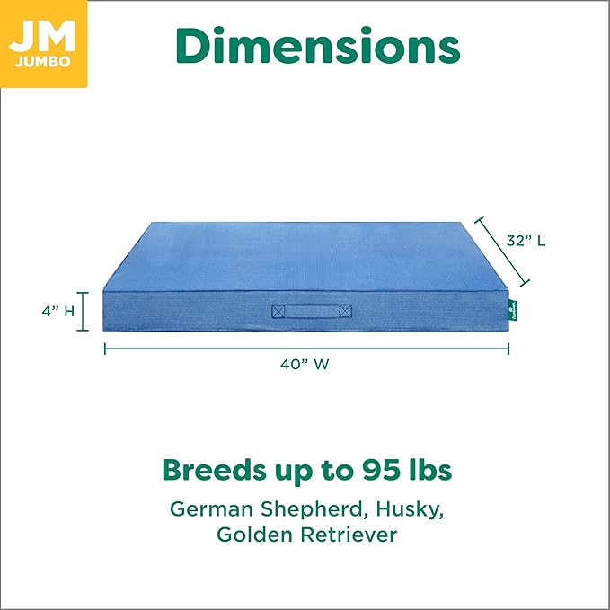 FurHaven Cooling Dog Bed – XL Foam Mattress for Joint Pain Relief, Waterproof Liner, Removable Washable Cover, Durable for Outdoor Use, Deluxe Grid Indoor/Outdoor Bed – Blue, Jumbo
