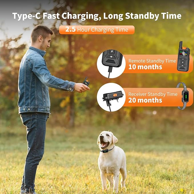 Dog Shock Collar with Remote Control – 3300FT Range E-Collar with Beep, Vibration, Shock Modes – IPX7 Waterproof, Adjustable Strap, Safe Lock, Rechargeable Training Collars for Small Medium Large Dogs