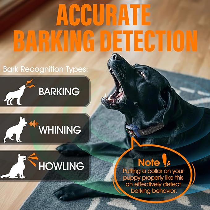 Smart Dog Bark Collar, for Small Medium Large Dogs 10-100lbs, Automatic Dog Training Collar to Decrease Barking, Anti Barking Device with 4 Training Modes, More 8 Sensitivity Levels, Blue