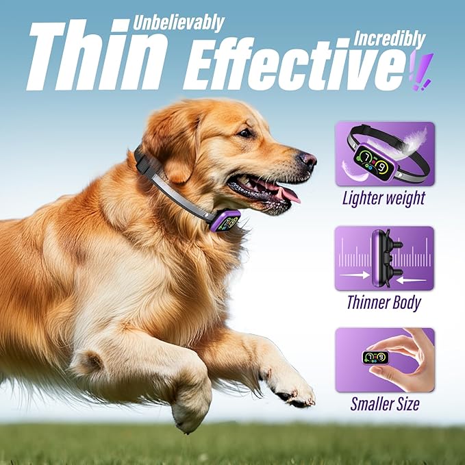 Dog Bark Collar, Smart Barking Collar with 4 Modes, 7 Adjustable Sensitivity for Barking Howling Whining, Automatic Anti Barking Device for Large Medium Small Dogs IP67 Waterproof for Indoor & Outdoor