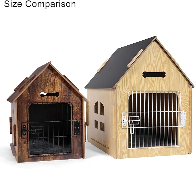 Dog House Indoor for Small Dogs or Cats, Cozy Wooden Design, Small Indoor Bed House, with Air Vents and Elevated Floor Warm Dog Cave (Large Color-2)