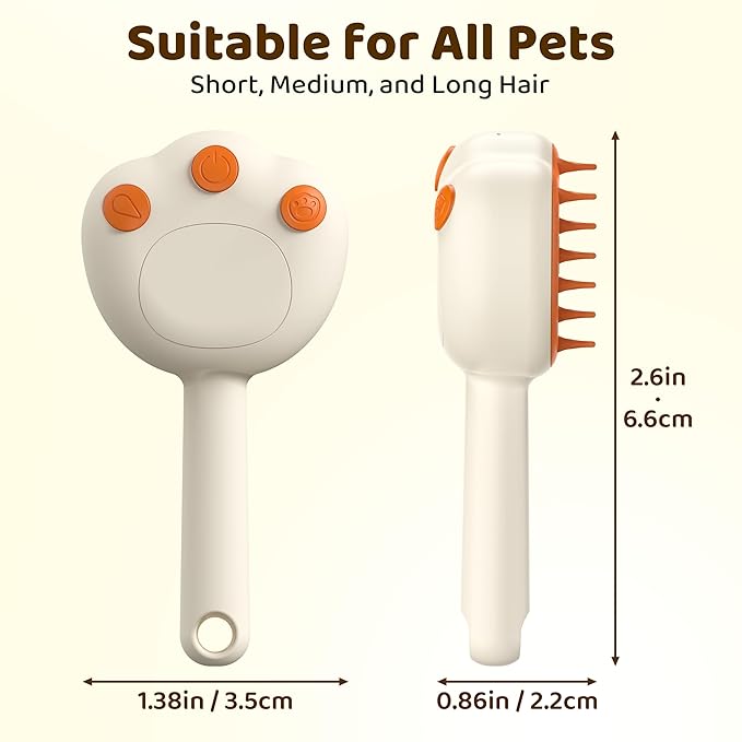 Steam Cat Brush, 6-in-1 Dog Brush Spritz Defur Comb, Steamy Skin Friendly Deshedding Grooming Tool, Suitable for Shedding & Haired Pets, Pet Supplies Accessories,White