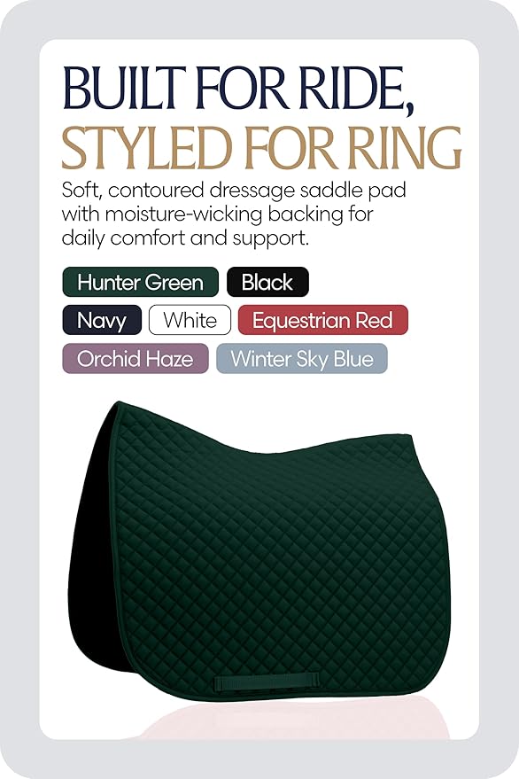 Equinavia Harstad Dressage Saddle Pad | Classic & Durable | Moisture-Wicking Tricot Backing
