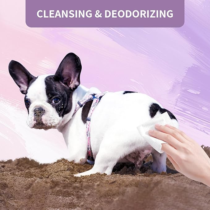 400 PCS Dog Wipes for Paws and Butt Hypoallergenic Pets Cleansing & Deodorizing Anal Gland Hygienic Puppy Wipes for Dogs Face and Body Wipes Cleaning Fur Doggie Wipes Doggy Wipes (Lavender)