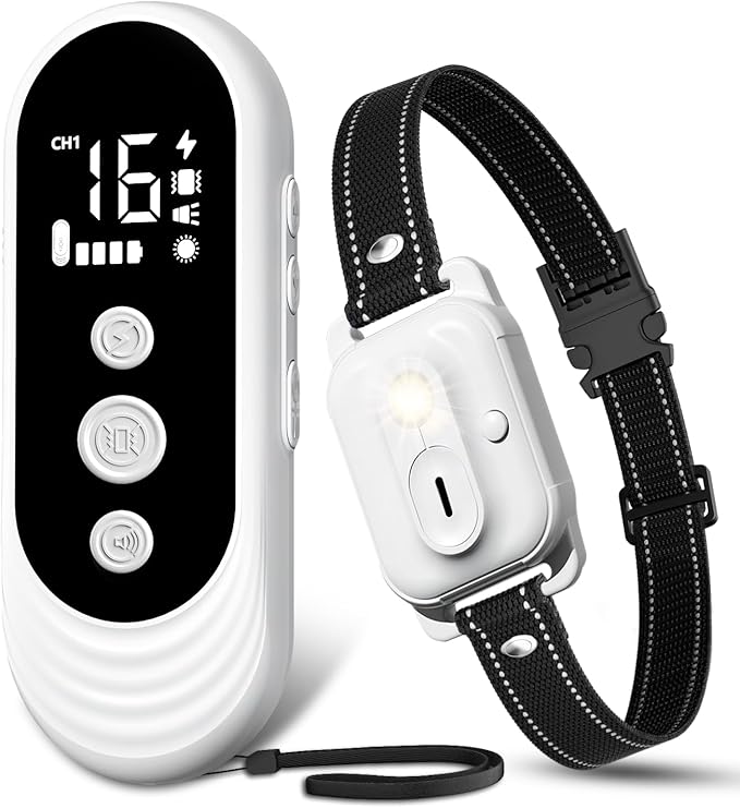 Dog Shock Collar, 3300ft Dog Training Collar with Remote, IPX7 Waterproof Rechargeable Sleek Modern Shock Collar for Small, Medium, Large Dogs with Beep, Vibration, Safety Shock, Light Mode, 8-120 lbs