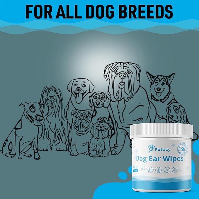 Dog Ear Wipes for Dog Yeast Wax Itch and Odor | Unscented Dog Ear Cleaner for Dogs | Natural Cleaning Puppy Ear Wipes | Soothing Ear Wipes for Pets Cat | Natural Ingredients | 125 XL Pcs