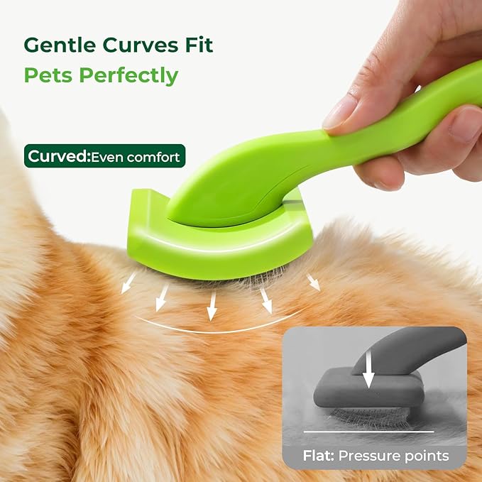 Pecute Slicker Brush for Dogs Cats with Air-Cushion and Soft Pins, Dog Brush for Shedding Massaging Grooming, Lightweight Cat Brush with Pet Comb, Gently Removes Loose Fur Undercoat