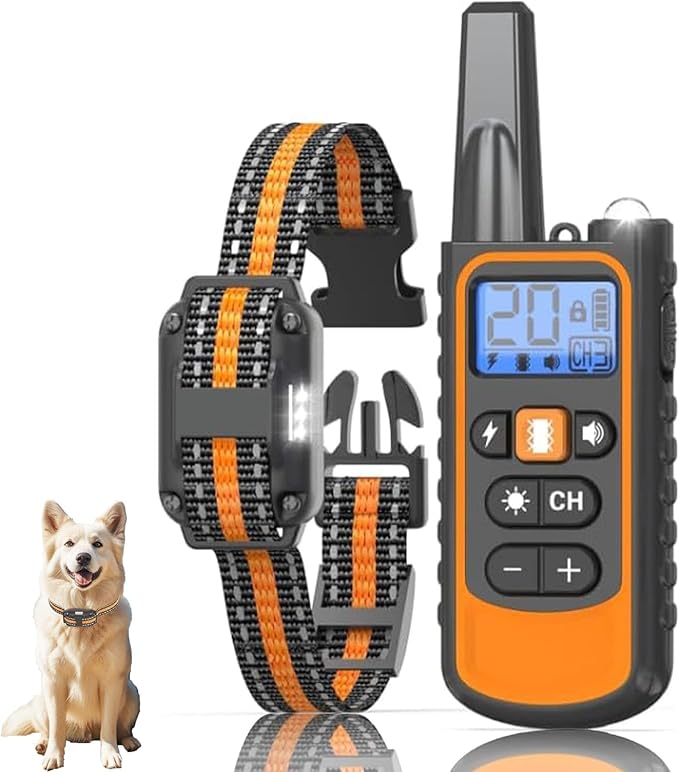 Dog Shock Collar with Remote,Dog Training Electric Collar 3300FT,IP67 Waterproof LED Light Electric Collar with Beep,Safe Shock,Vibration Modes for 8-120lbs Small Medium Large Dogs