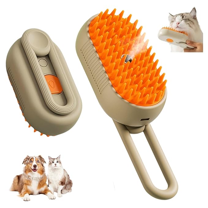 Cat Water Brush for Shedding,Water Comb for Dogs, Water Heat Grooming,3 in 1 Pet Comb For Dog Massaging,Hair Self Cleaning and Removal, Pet Hair Brush Steam For Indoor Cats and Dogs