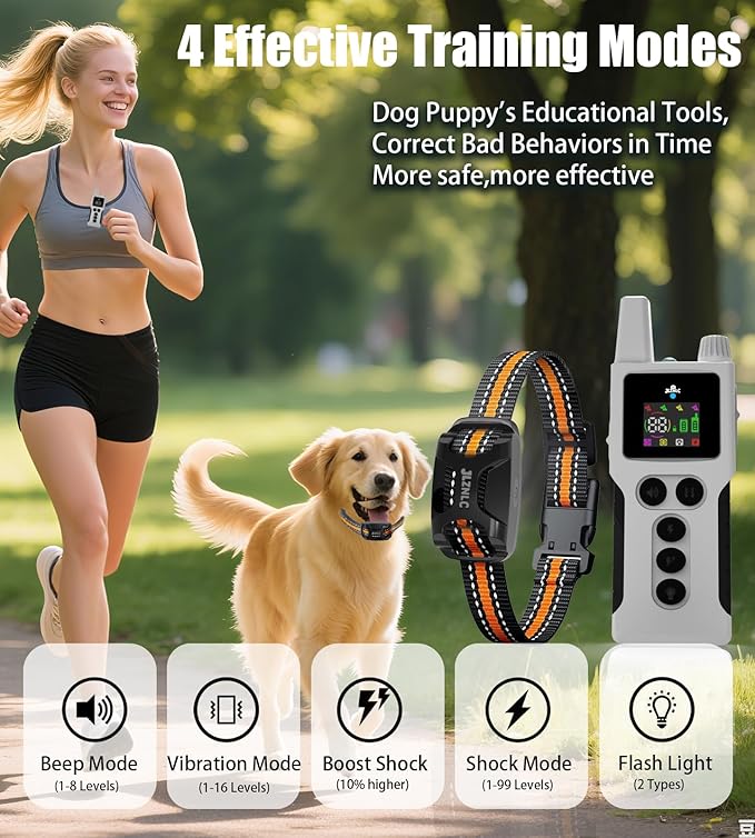 Dog Shock Collar - 4200FT Dog Training Collar with Remote Innovative IPX7 Waterproof with 4 Training Modes,Vibration and Shock,Rechargeable E-Collar for All Breeds