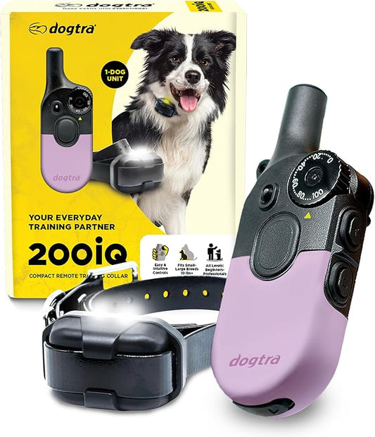 Dogtra 200iQ Remote Training E Collar – 100 Levels, Tone, Vibration, 1/2 Mile Range – Compact, Waterproof, One-Handed Control for Dogs 10 lbs+ – Lightweight Design for Daily Training – Lavender