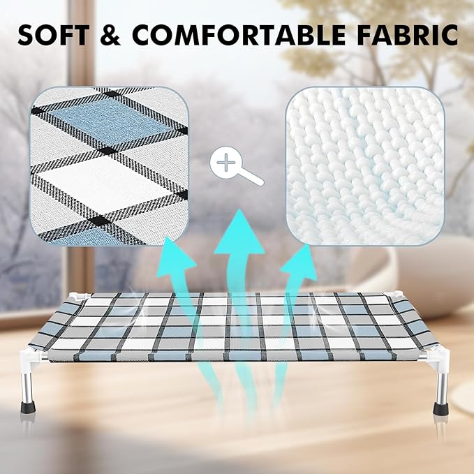 Elevated Outdoor Raised Dog Bed Outdoor Dogs Bed Lifted Pet Bed Dog Cot for Medium Pet Taste Life, Start with A Pet Bed 34'' x 20'' x 6.5''