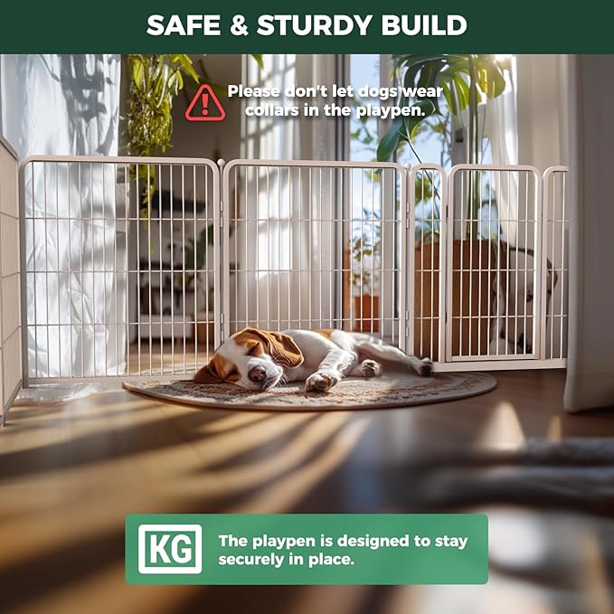 FXW Homeplus Unleashed Indoor Dog Playpen - Stress-Free and Safe Play, Heavy Duty 32 Inch 6 Wire Panels Dog Pen for Small and Medium Dogs, White│Patented