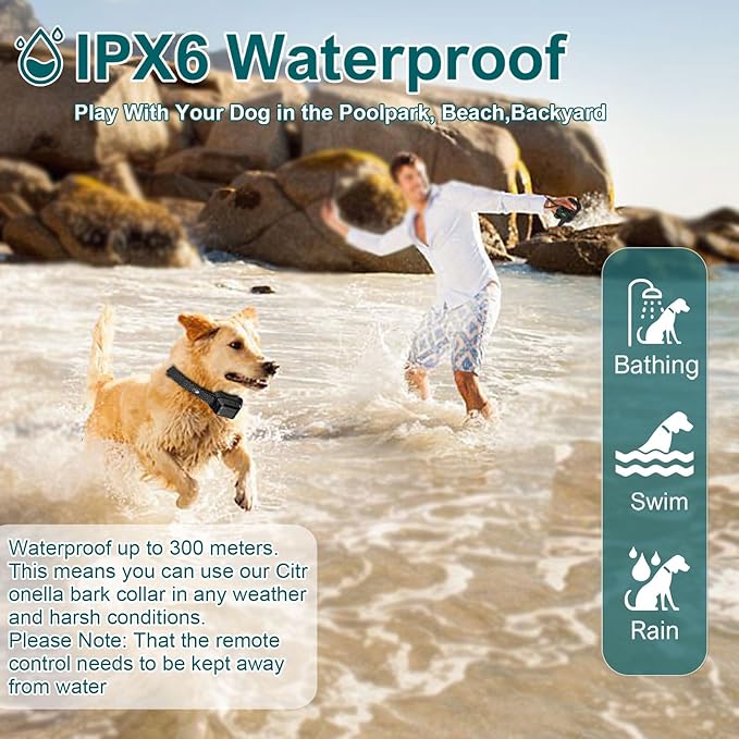 Citronella Training Collar [2*Collar, No Automatic] Citronella Dog Bark Collar with Beep/Vibration/Spray 4 Mode & 6 Adjustable Sensitivities, IPX7 Waterproof Safer for L/M/S Dogs Collar