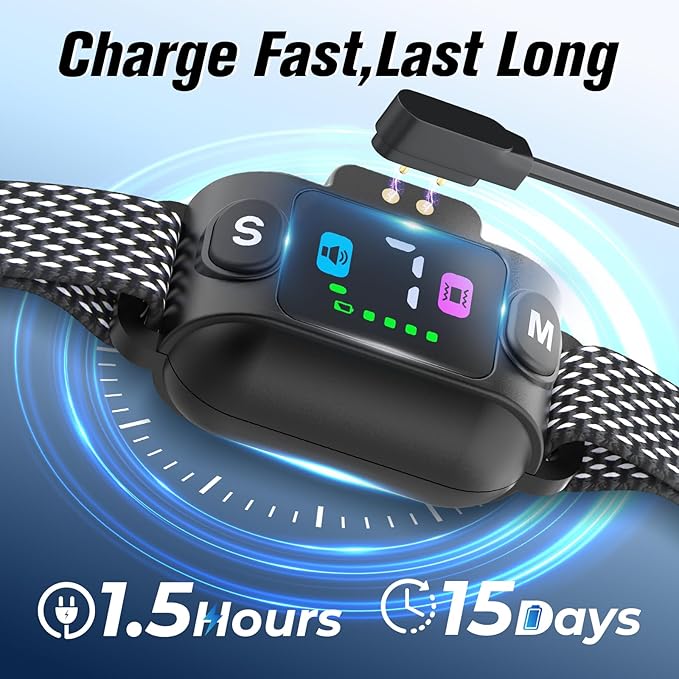 No Shock Bark Collar for Dogs Dog Bark Collar 3 Modes (Sound/Vibe/Dual), Rechargeable, Waterproof, Adjustable Sensitivity, Safe for Small to Medium Dogs