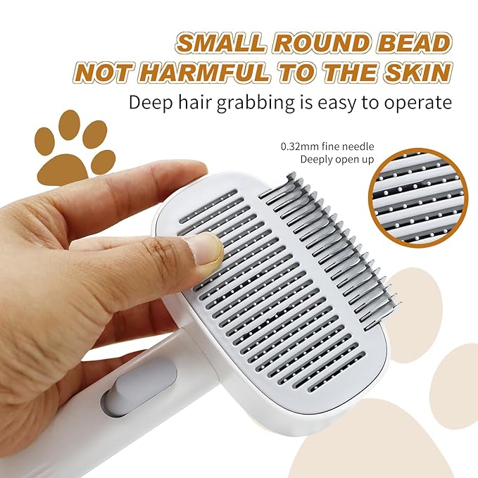 TemApex 2-in-1 Self Cleaning Shedding Brush & Dematting Comb for Long Haired Cats and Dogs, Pet Grooming Deshedding Brush for Dog and Cat Removes Loose Fur & Tangles