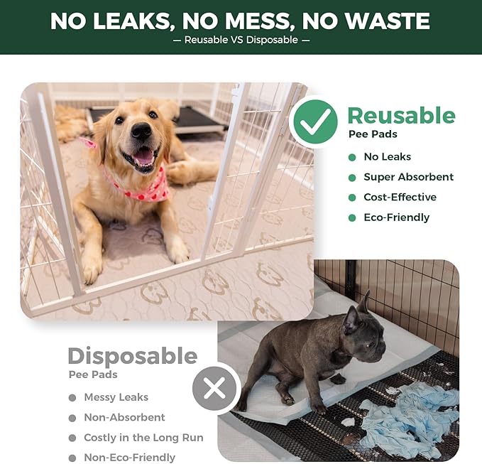 FXW Washable Pee Pads for Dogs, Puppy Pads with Super Absorbent, Specifically Designed for FXW Rollick/Homeplus 24inch 8 Panels Dog Playpen, 85" × 39" Rectangle, Khaki, 1 Pack