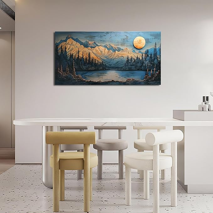 Extra Large Wall Art Mountain Forest Canvas Living Room Cabin Country Pictures Framed Prints Oversize Wall Decor Big Painting Artwork for Bedroom Dining Office Home 60"x30"