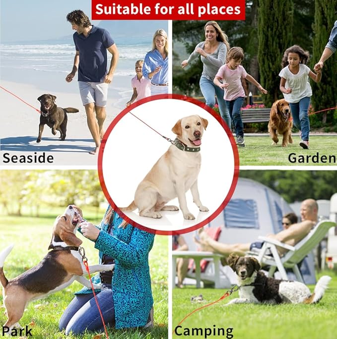 Dog tie Out Cable, 10/20/25/30/50/70/100 feet, Suitable for Dogs up to 350 pounds, Dog Cable with Swivel Buckle, Lightweight, Non-Winding, for Outdoor Camping, Yard Dog Cable (Red, 50FT)