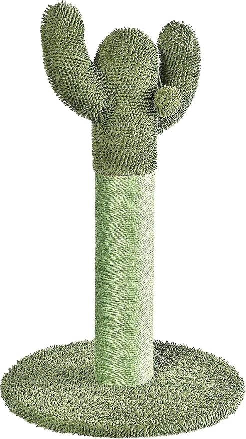 Amazon Basics Cat Scratcher - Indoor Cactus Single Cat & Kittens Scratching Post with Dangling Ball, Medium (25.6"H) - Green