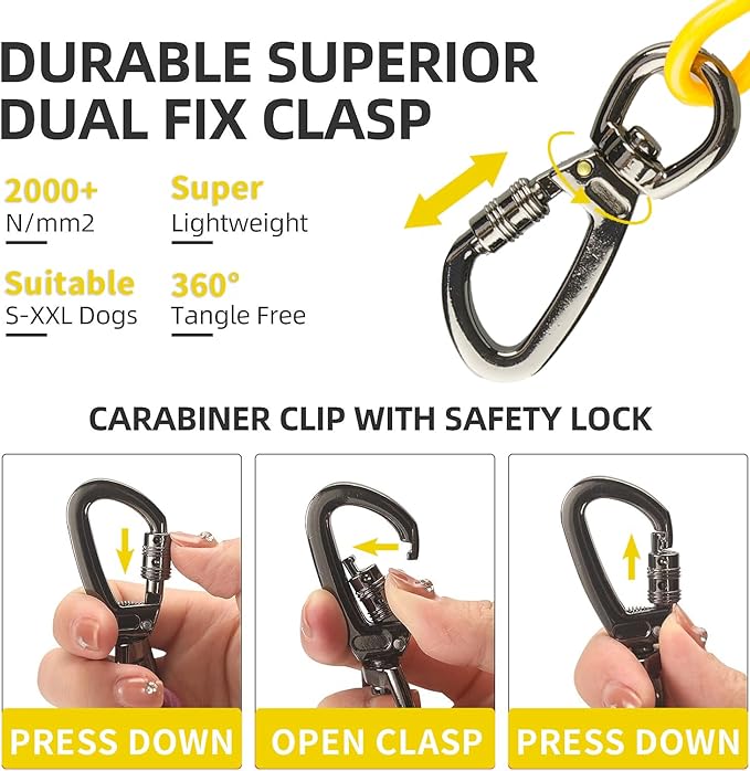 Dog Tie Out Cable, 20FT, Yellow, Suitable for Dogs up to 350 pounds, Lightweight, Non-Winding, for Outdoor Use