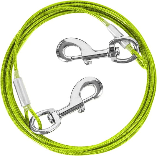 10FT Heavy Duty Dog Tie Out Cable for Large Dogs up to 125lbs, Durable Runner Tether Line (Green)