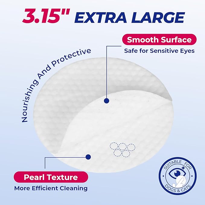 Wellix Dog & Cat Eye Wipes for Discharge and Crust - Pet Eye Wipes Tear Stain Remover for Dogs and Cats - Dog and Cat Grooming Wipes for Eyes and Wrinkle - 110 Counts