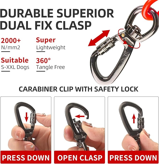 Dog tie Out Cable, 10/20/25/30/50/70/100 feet, Suitable for Dogs up to 350 pounds, Dog Cable with Swivel Buckle, Lightweight, Non-Winding, for Outdoor Camping, Yard Dog Cable (Red, 50FT)