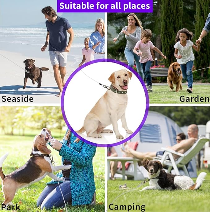 Dog Tie Out Cable, 50FT, White, Suitable for Dogs up to 350 pounds, Lightweight, Non-Winding, for Outdoor Use