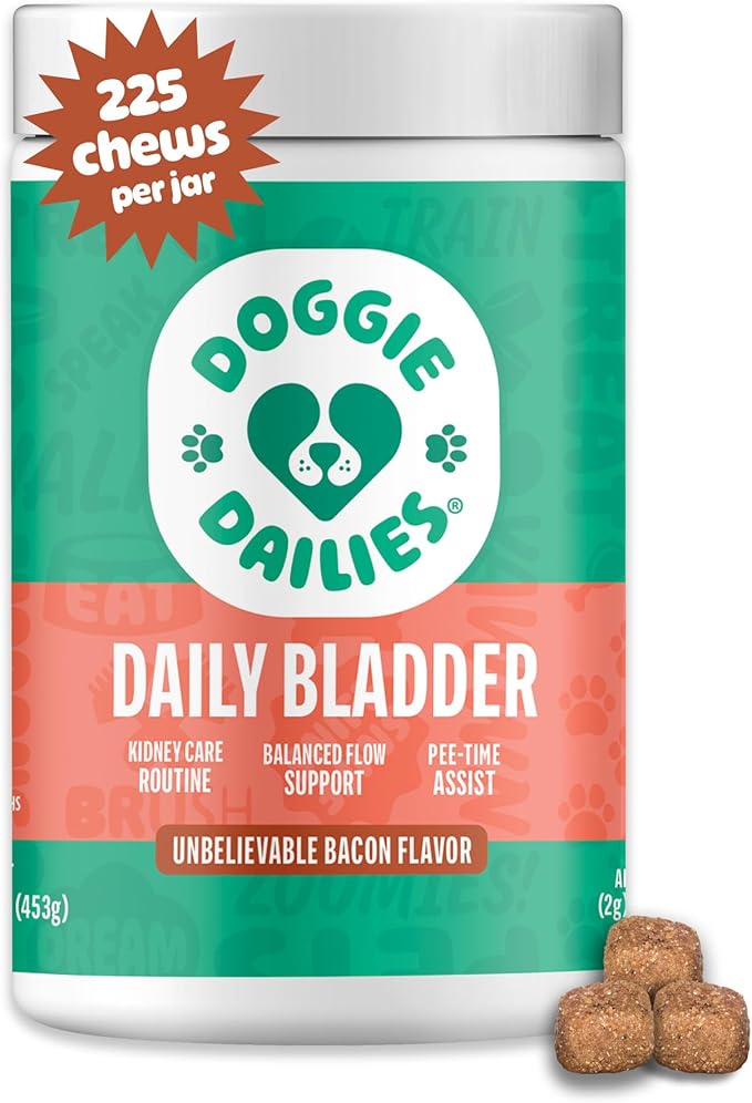 Doggie Dailies Cranberry Supplement for Dogs Bacon Flavored - Urinary Tract, Bladder & Kidney Support for Dogs - Cranberry with Marshmallow Root, Licorice Root & Apple Cider Vinegar, 225 Soft Chews