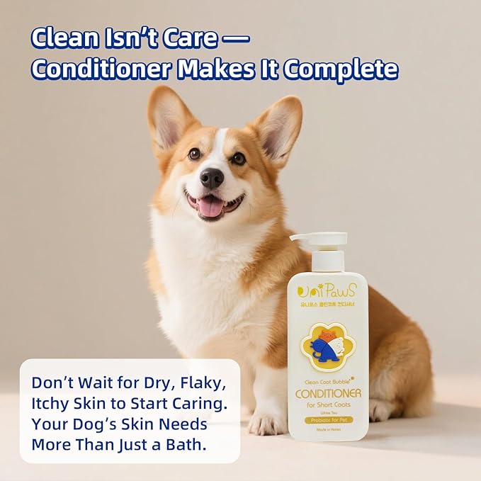 Unipaws Probiotics Dog Shampoo & Conditioner Set for Short-Haired Coats – Itch Relief, Deodorizing & Anti-Shedding for Skin Comfort & Balance with Calendula – EWG Green, Made in Korea, 2×16.9 Fl Oz