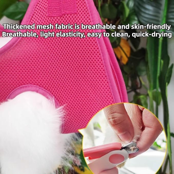 Rabbit Grooming Hammock with Safety Belt for Nail Clipping, Grooming, Bunny Bathing Bag for Nail Trimming, Cat Claw Care Bag, Small Animal Grooming Harness (Red,X-Small)