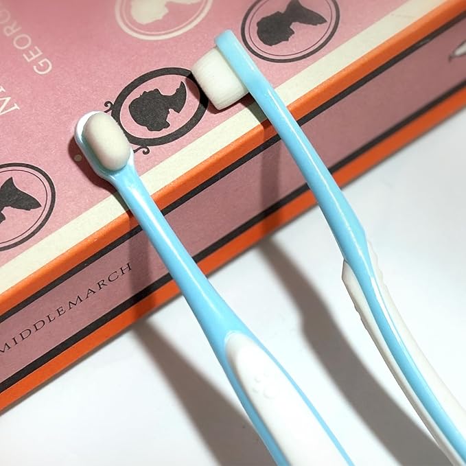 Small Dog Toothbrush, Cat & Puppy Tooth Brushing Kit, Ultra Soft & Mini Head Teeth Brush for Kitten & Tiny Pet, Doggy Toothbrushes Deep Dental Cleaning, 2 PCS - Blue