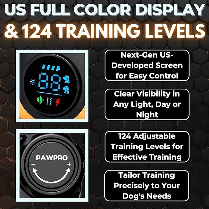 Dog Shock Collar with Remote, Unmatched 4-Mile Range, Night-Light Mode, Training Guide Included, 124 Training Levels & 4 Modes, Beep Vibration Shock, Waterproof Rechargeable, Fits All Dogs (2 Collars)