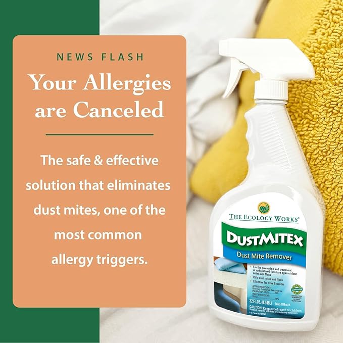 DustmiteX Spray - Allergy & Asthma Relief - Removes Dust Mites from Home, Bed, Pet Bedding & Furniture