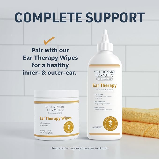 Veterinary Formula Clinical Care Ear Therapy, 8 oz. – Cat and Dog Ear Cleaner – Helps Soothe Itchiness and Clean The Ear Canal of Debris and Buildup