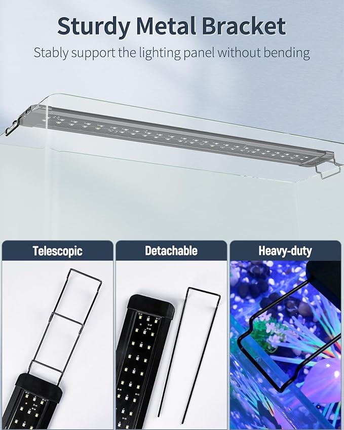 Pawfly 18 W Aquarium LED Light for 24 to 30 Inch Fish Tanks Extendable Fish Tank Light with Full Spectrum Brilliant White Blue Red Lights with Daytime & Night Modes and Adjustable Brightness