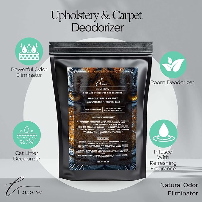 Fearless Carpet Freshener Powder Refill 36 oz | Powerful Odor Eliminator for Home | Upholstery Deodorizer | Carpet Deodorizer | Pet Urine | Cat Litter Box | Fierce Fragrance