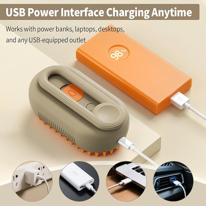 Cat Steam Brush for Shedding 4 in 1 Dog Brush with Steam Pet Hair Cleaning Brush Comb for Spray Pet Grooming for Long & Short Haired Pets Comb for Cats (Brown)