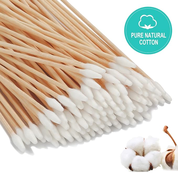 Extra Long Cotton Swabs, 400 Counts, 6-Inch | Lint-Free Tips for Gentle Cleaning of Small Dogs, Guns, Electronics, Makeup, and Crafts | Durable Wooden Sticks with Convenient Storage Box