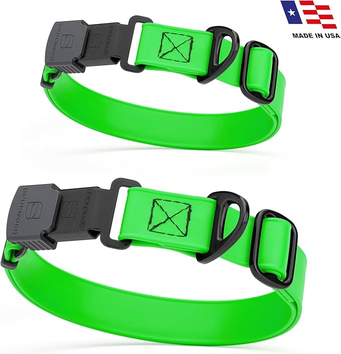 Dogline Biothane Waterproof Dog Collar with Herm Sprenger Black Stainless Steel Quick Release Buckle – Heavy Duty Tactical Durable Collar for Dogs – Comfortable and Safe Pet Collar W3/4" L12-19 Green