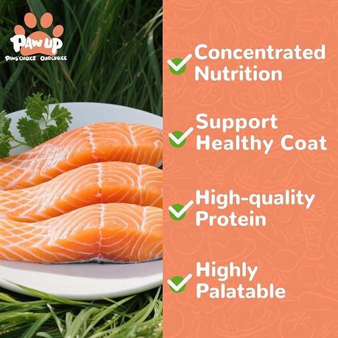 Freeze Dried Salmon Cat Treats, Single Ingredient Raw Cat Food Toppers, Healthy Training Treats for Dogs, Cats, 3.8 oz