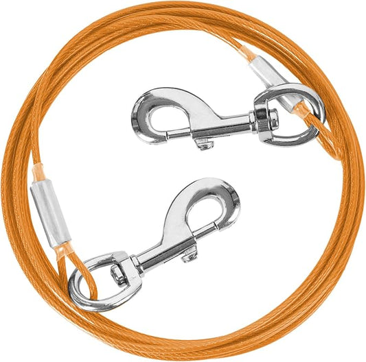 10FT Heavy Duty Dog Tie Out Cable for Large Dogs up to 125lbs, Durable Runner Tether Line (Orange)