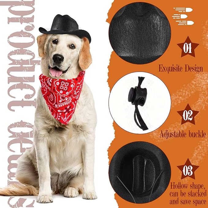 Dog Cowboy Costume Mini Leopard Cowboy Hat Pet Bandana Halloween Costume for Cat Size S