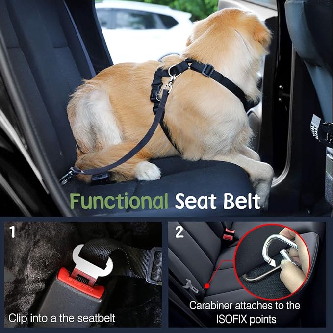 Dog Seat Belt, Safety Vest Dog Car Harness with Adjustable Buckle Dog Seat Belt for Vehicle Nylon Pet Safety Seat Belts Heavy Duty(S, Magenta)