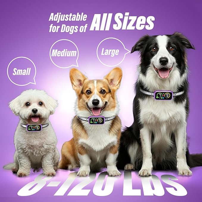 Dog Bark Collar, Smart Barking Collar with 4 Modes, 7 Adjustable Sensitivity for Barking Howling Whining, Automatic Anti Barking Device for Large Medium Small Dogs IP67 Waterproof for Indoor & Outdoor