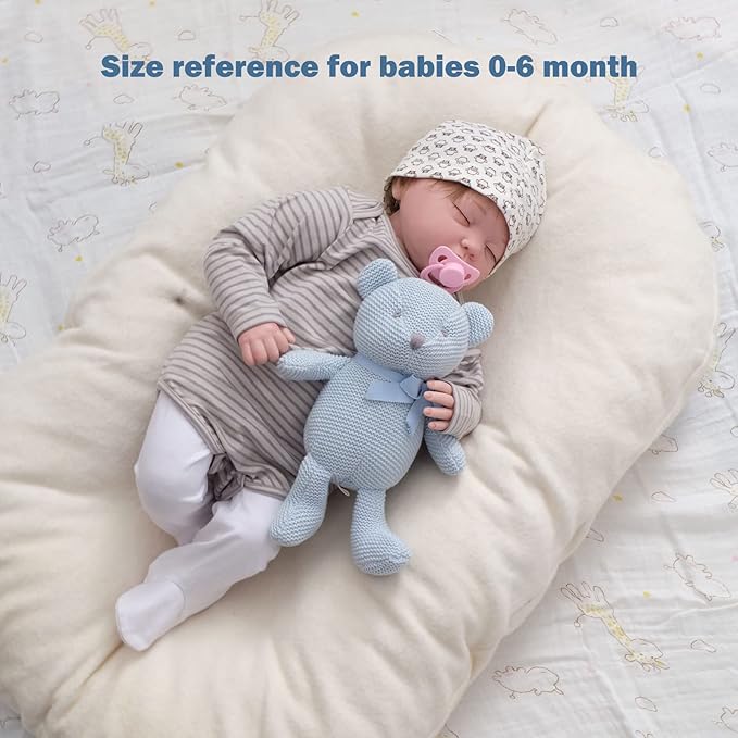 100% Organic Cotton Baby Toys Blue Teddy Bear 6.5" Stuffed Animals for Newborn